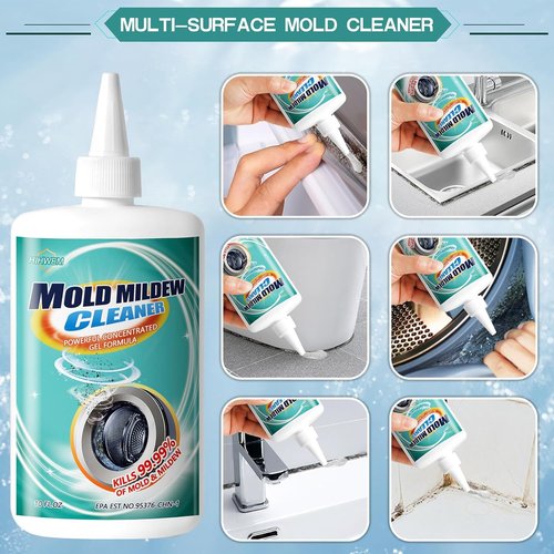 HIHWEM Mold Stain Remover Gel - Effective Washing Machine Seal Cleaner for Tiles & Grout | 10 Oz