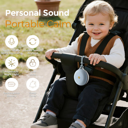 Portable White Noise Machine for Baby Sleeping, Sound Machine with Personal Voice Recording & Night Light, Rechargeable Battery for Travel, 12 Soothing Sounds & App Library, Toddler Travel Essentials