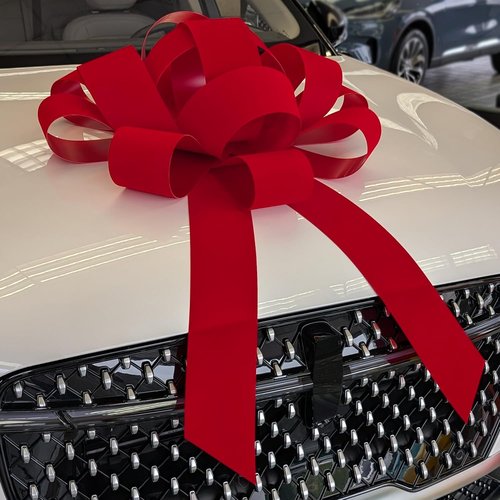 CarBowz Big Red Velvet Car Bow - Giant 30" Non-Scratch Magnet | Weather-Resistant Vinyl