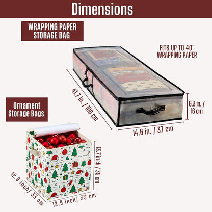 VENO Christmas Decoration Storage Bags - 3 Pack for Wrapping Paper & Ornaments | Durable & Spacious