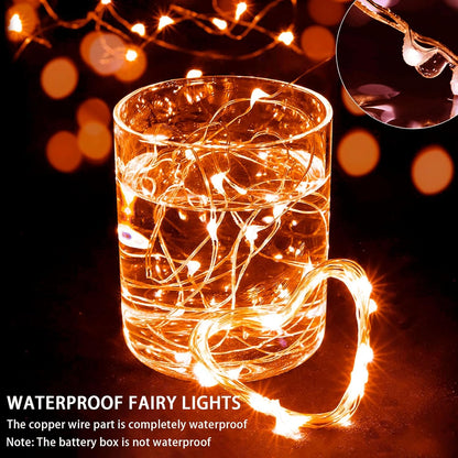 Skiennix 20 LED Fairy Lights - 7Ft Twinkle String Lights | Battery Operated & Waterproof - Orange