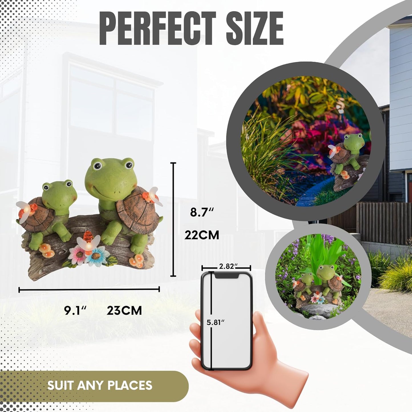 Skiennix Garden Turtle Outdoor Patio Decor - Solar Light Figurine for Lawn & Yard | Waterproof Halloween Ornament