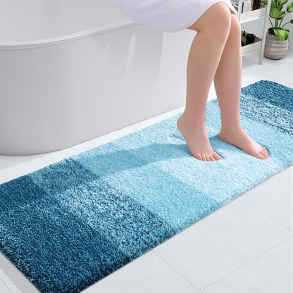OLANLY Bathroom Runner Rugs 59x20, Extra Soft Absorbent Microfiber Bath Rugs, Rubber Backing, Quick Dry, Washable Bath Mats for Bathroom Floor, Tub and Shower, Home Decor Accessories, Peacock Blue
