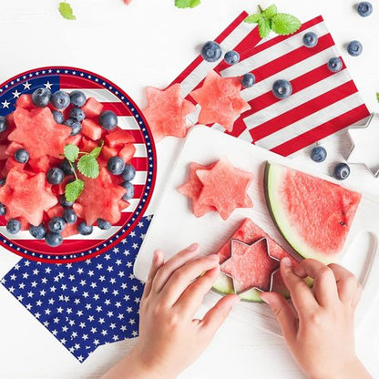 Gatherfun American Flag Party Supplies - Disposable Napkins & Paper Plates for 50 Guests | Perfect for Veterans Day & 4th of July