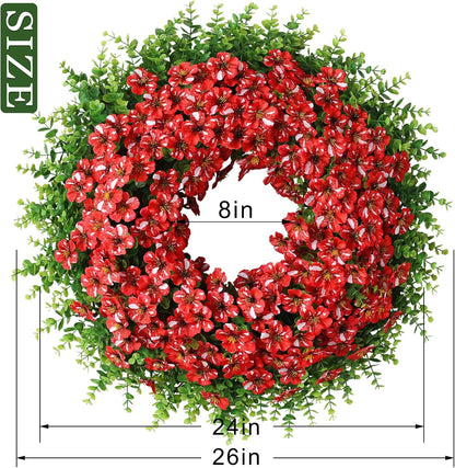 Starry Sky Morning Glory Wreath by [Brand Name] - 26" Faux Eucalyptus & Flower Decor for Spring/Summer