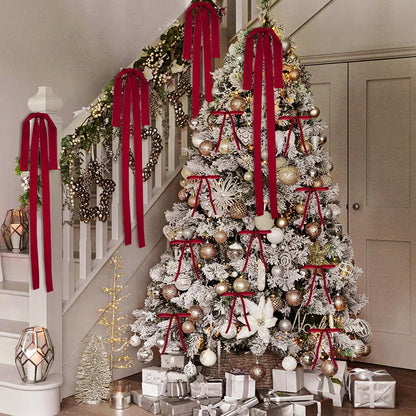 Ouddy Life 28 Pcs Red Velvet Bows - Elegant Christmas Tree Decorations & Ornaments for Holiday Decor