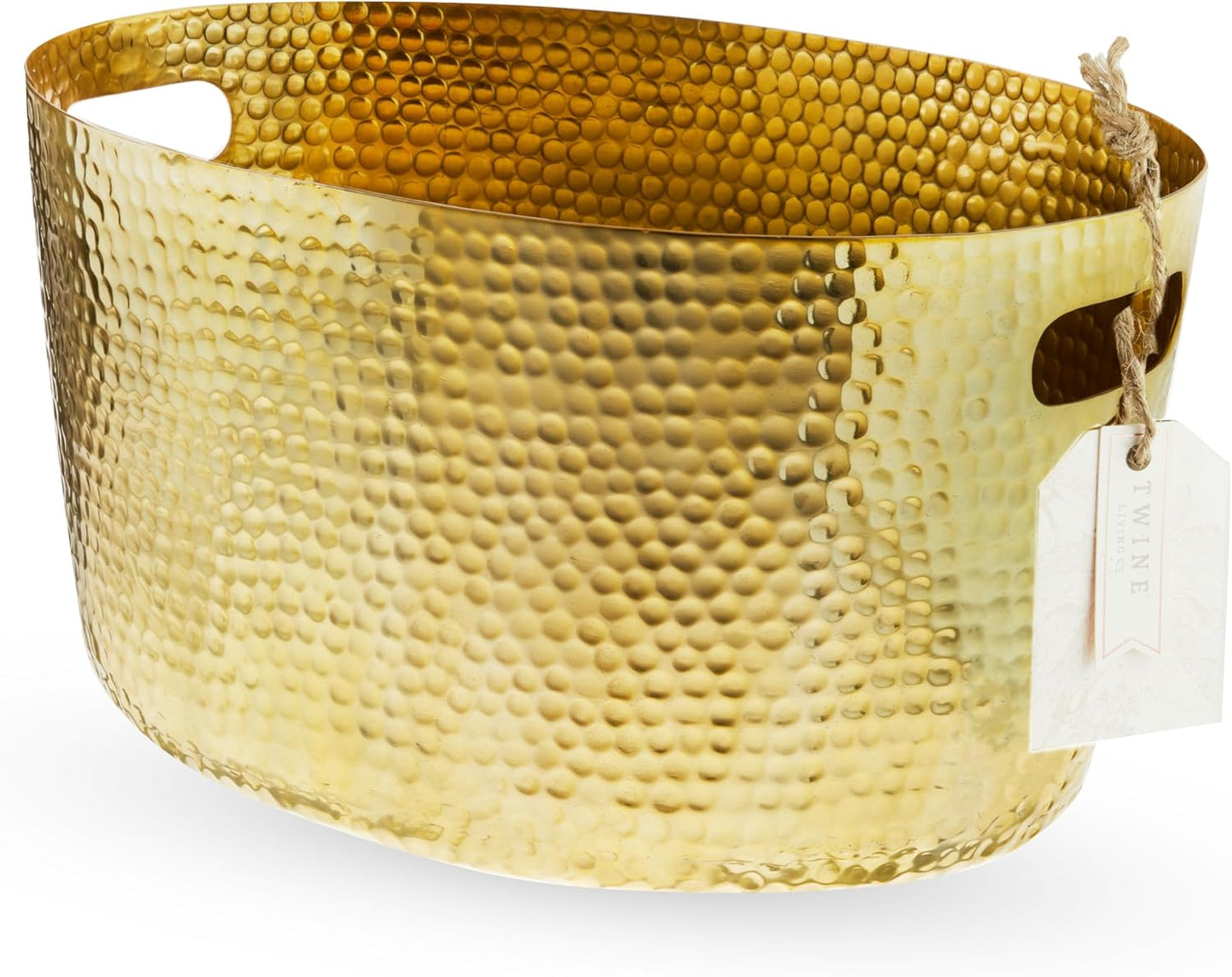 Twine Gold Hammered Tub - Large Drink Beverage Tub Chiller, Wine, Beer & Drink Bucket for Parties in 4 Gallon Capacity, Gold