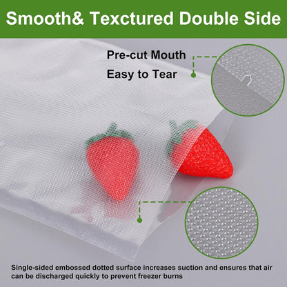 Moretoes Vacuum Sealer Bags - 110pcs BPA-Free Quart Size 8" x 12" | Pre-Cut Commercial Grade for Food Storage & Meal Prep