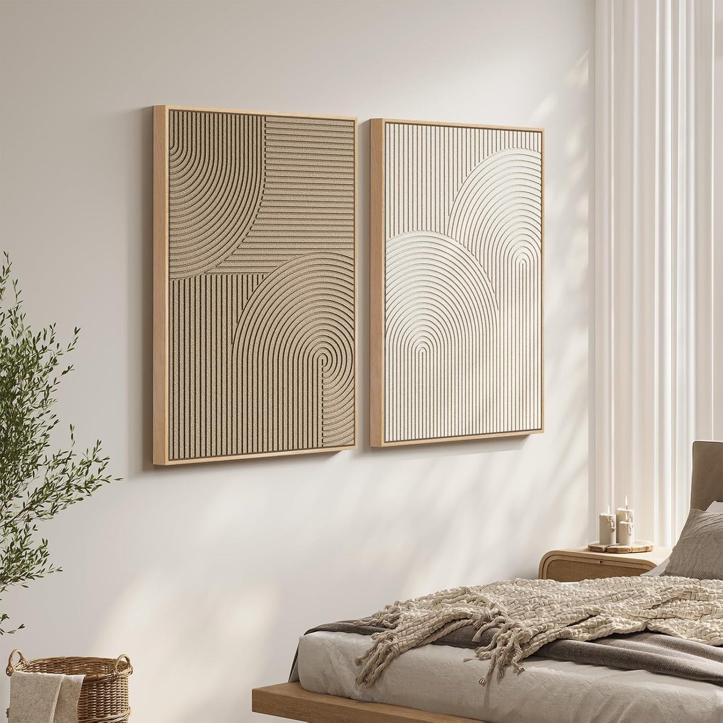 Regine Switzerland 3D Textured Wall Art Set - Modern Minimalist Beige & Brown Paintings | 24x36 In