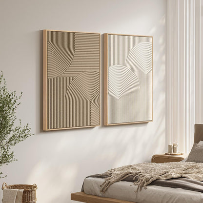 Regine Switzerland 3D Textured Wall Art Set - Modern Minimalist Beige & Brown Paintings | 24x36 In