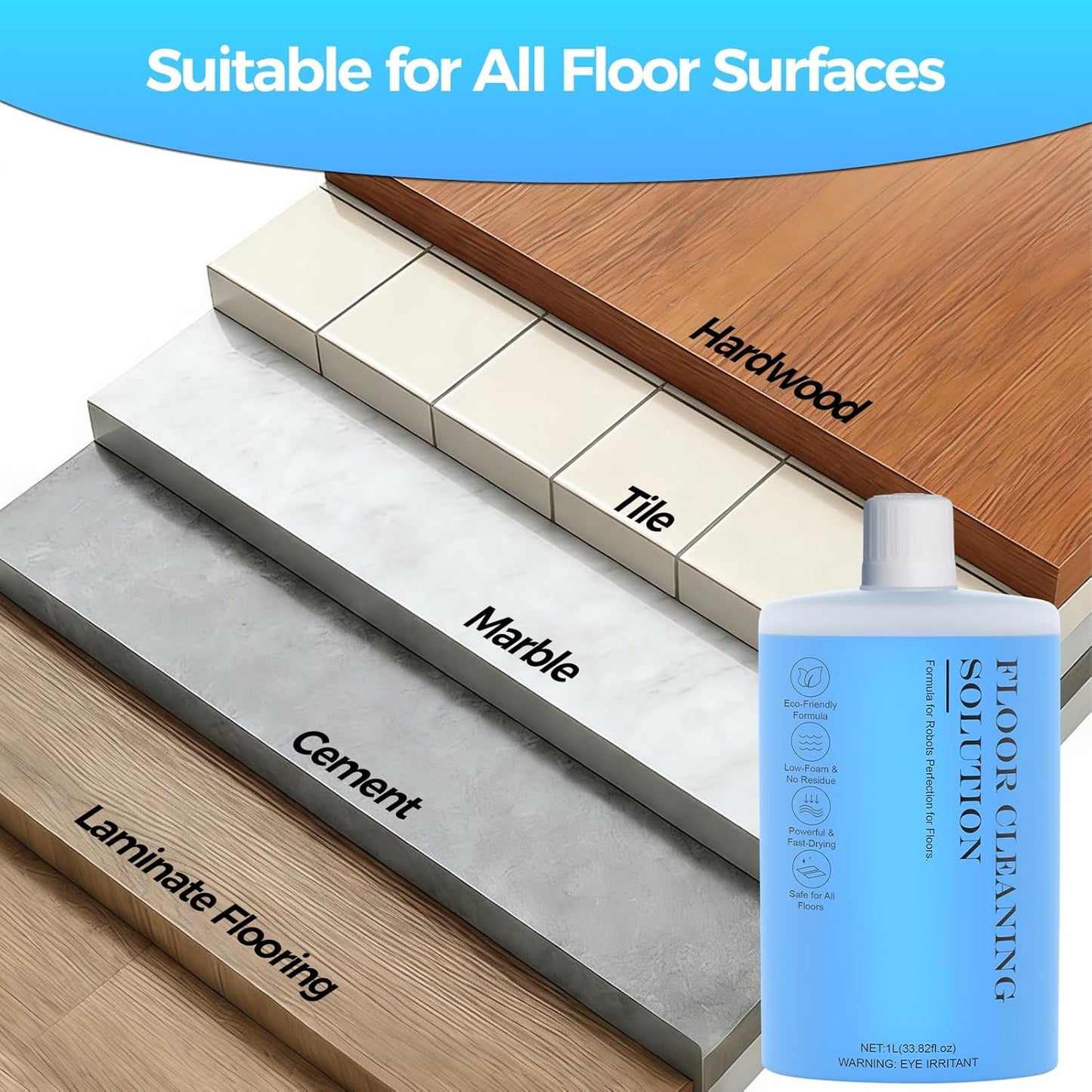 Skiennix Floor Cleaning Solution - Powerful Cleaner for Hardwood, Tile & Laminate Floors | 1L (33.8 Fl. Oz)