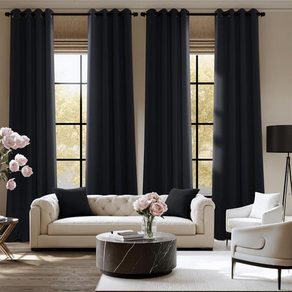 NICETOWN Blackout Curtains - Grommet Drapes for Total Darkness - 95 Inches Long, Black