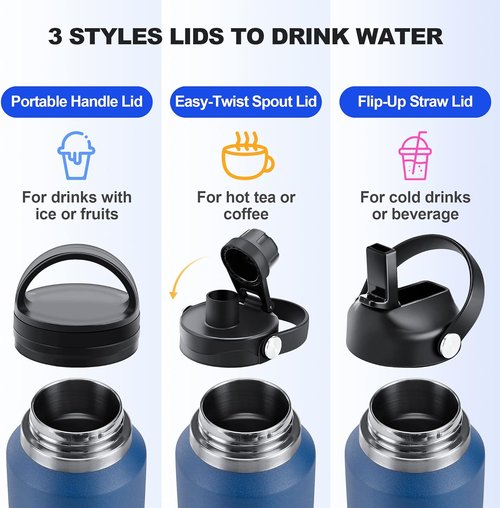 HYDROWION 32oz Stainless Steel Water Bottle - Double Wall Vacuum Insulated | Keeps Drinks Cold for 48 Hrs & Hot for 24 Hrs - Black