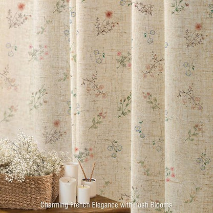 XOGUIBO Floral Farmhouse Vintage Linen Shower Curtain, French Country Spring Shower Curtains for Bathroom, 72Wx72H