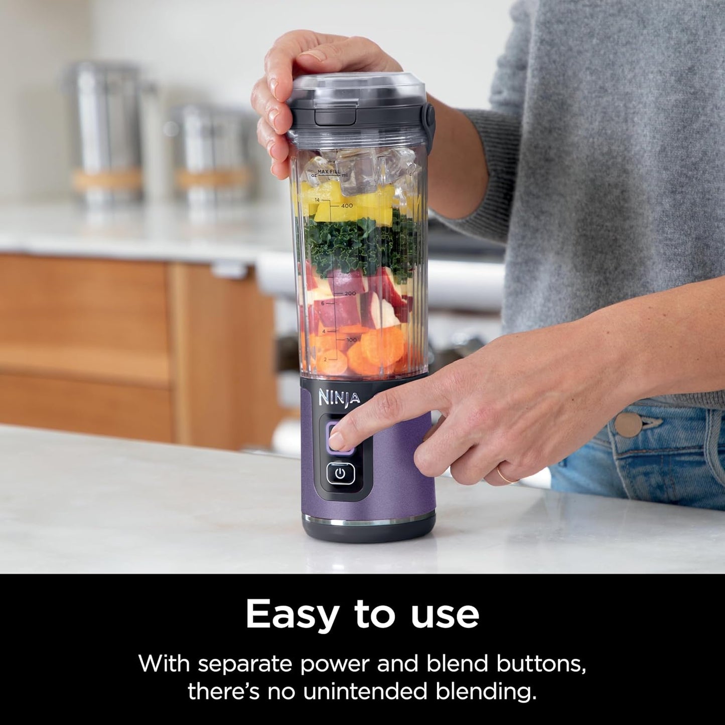 Ninja Blast Portable Blender - Cordless 18oz Personal Blender for Smoothies & Shakes | BPA Free, USB-C Rechargeable, Metallic Purple