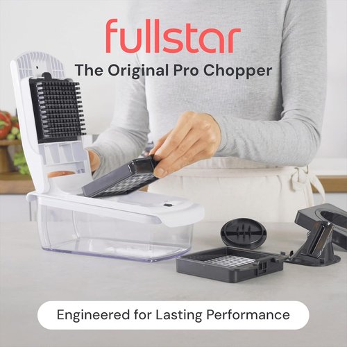 Fullstar Vegetable Chopper & Mandoline Slicer - 7-in-1 Kitchen Gadget with Container & Cheese Grater, White