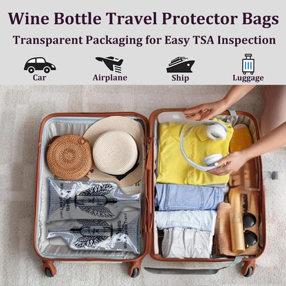 Pafusen 2 Set Wine Bags for Travel, Reusable Wine Bottle Travel Protector Bags, Leak Proof Protective Bottle Bags Sleeves Airplane Cruise Car, Wine Bottles Protector Sleeve