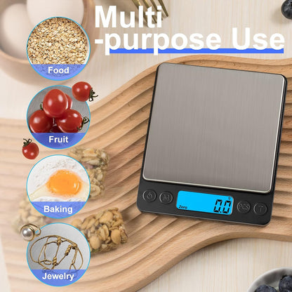YONCON Digital Kitchen Scale - High Accuracy 3000g/0.1g Mini Pocket Scale with Tare Function & LCD Display