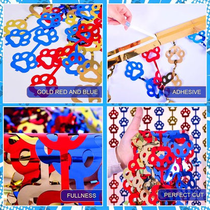 LOLStar Paw Birthday Decorations - 2 Pack Red, Yellow & Blue Tinsel Foil Fringe Curtains | 3.3 x 6.6ft Photo Booth Props & Room Decor