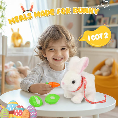 Bunby Easter Robot Bunny Pal - Realistic Hopping Plush Toy with Sounds & Interactive Features | White