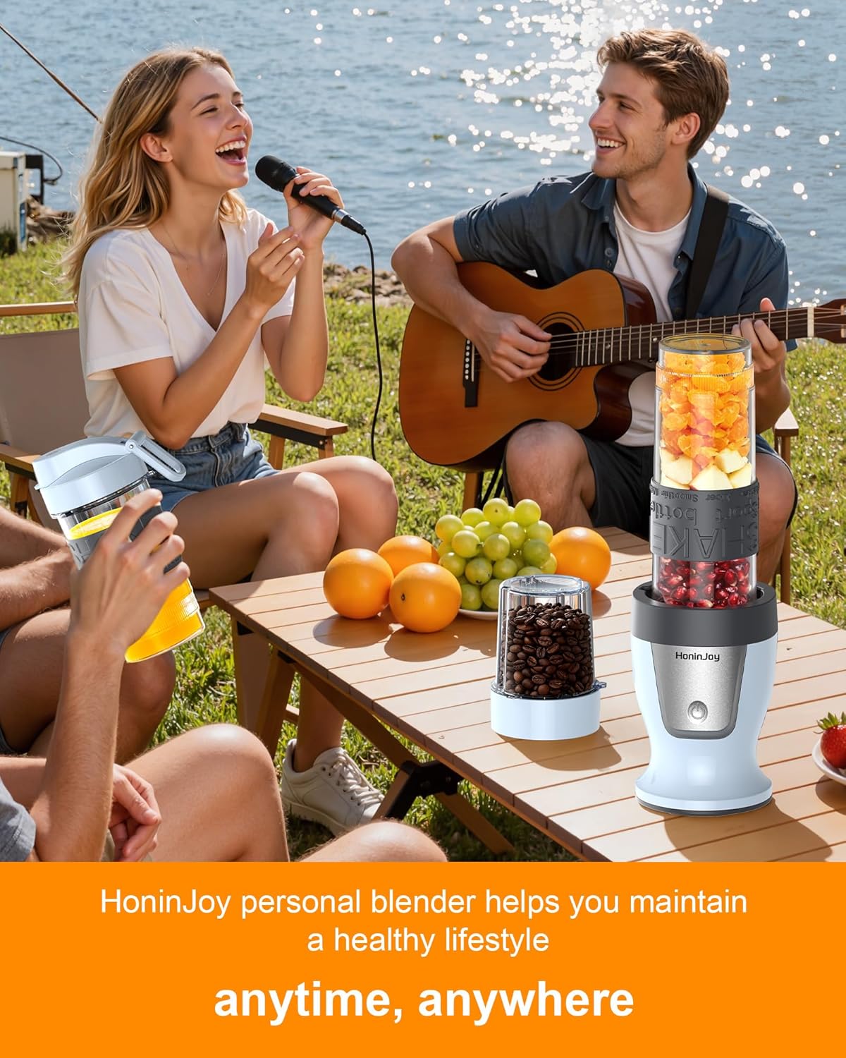 Skiennix Smoothie Blender - 650W Personal Blender with Grinder Cup & 2 BPA-Free Portable Cups (20oz + 14oz) - Perfect for Juices & Shakes, Blue