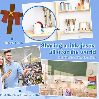 Bememo 12 Pcs Little Jesus Love You Figure Original Rubber Easter to Hide and Seek March for Jesus Religious Party Favors Sunday School Baptism Easter Gifts(Rainbow Colors)