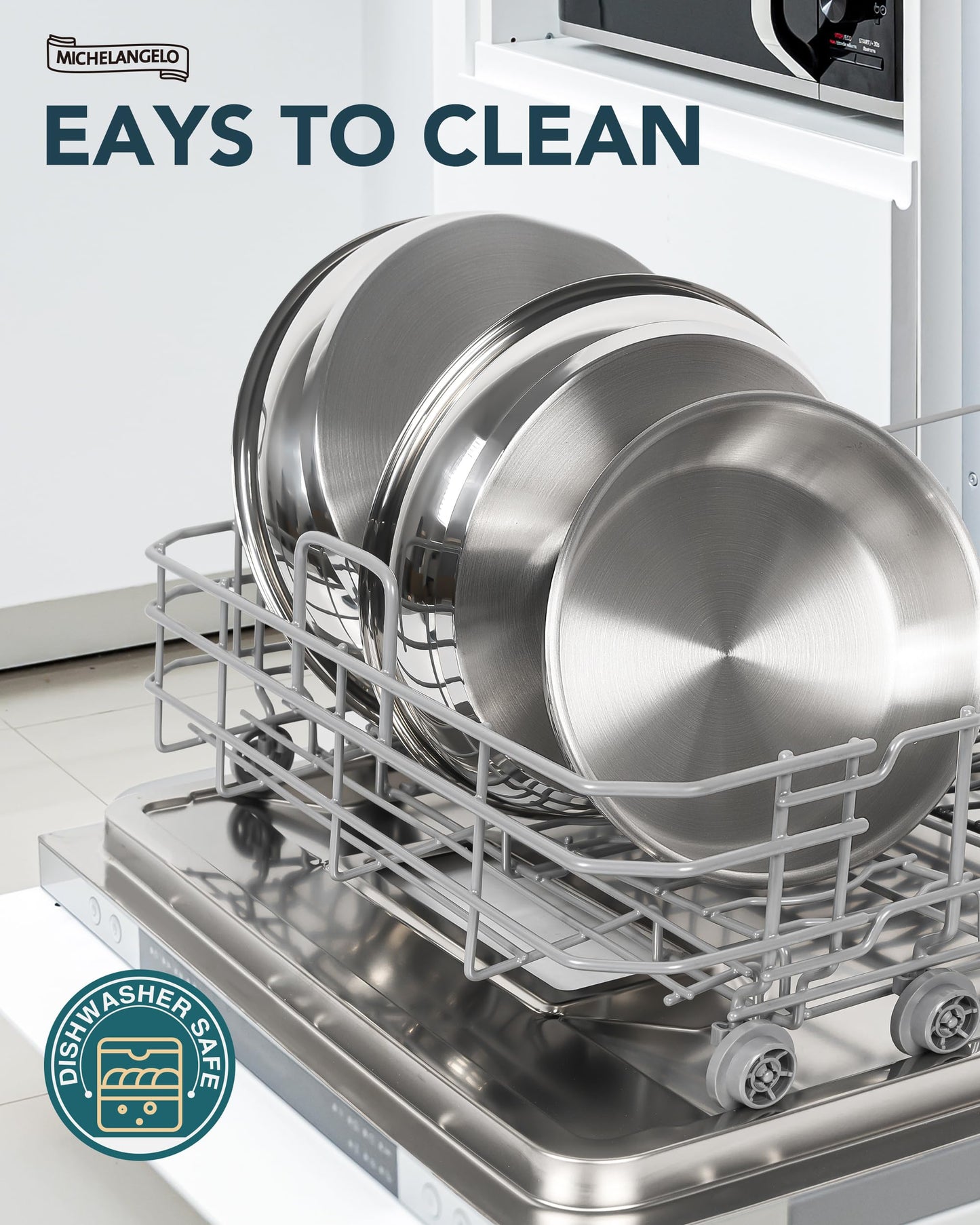 MICHELANGELO Stainless Steel Frying Pan Set, Cooking Pans with Removable Handle, Triply Base Stainless Steel Pan Set, Induction Compatible Skillet- 8" & 9.5" & 11"