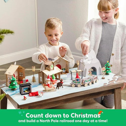 KiwiCo Santa’s Railroad Train Advent Calendar for Kids 5+ | 24 Days of Buildable Toy Set for Christmas