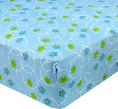 Abstract Cotton Crib Sheets - Ultra Soft Fitted Sheet for Standard Crib Mattress - 28"x52" Blue Floral