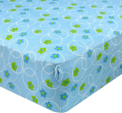 Abstract Cotton Crib Sheets - Ultra Soft Fitted Sheet for Standard Crib Mattress - 28"x52" Blue Floral