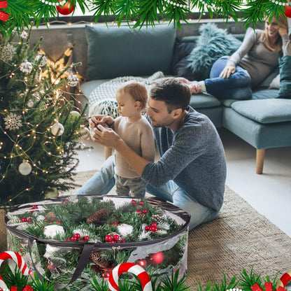 ProPik Christmas Wreath Storage Bag - Waterproof 36" Clear Container for Holiday Wreaths | 2 Pack, Black