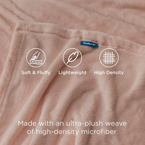 Bedsure GentleSoft Fleece Blanket - Lightweight Plush Cozy Twin Size Dusty Pink, 60x80 Inches