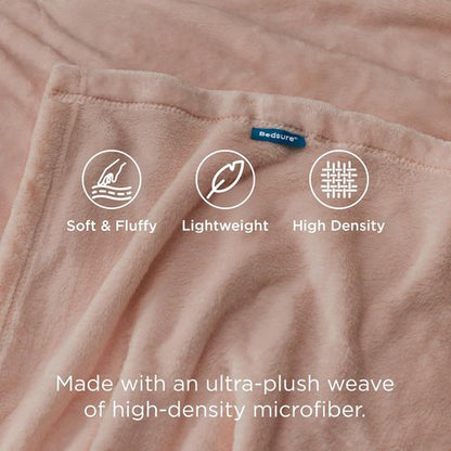 Bedsure GentleSoft Fleece Blanket - Lightweight Plush Cozy Twin Size Dusty Pink, 60x80 Inches