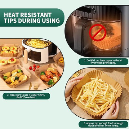 Air Fryer Liners | 150 PCS Non-Stick Parchment Paper for 5-8QT Air Fryers - Oil-Proof 8 Inch