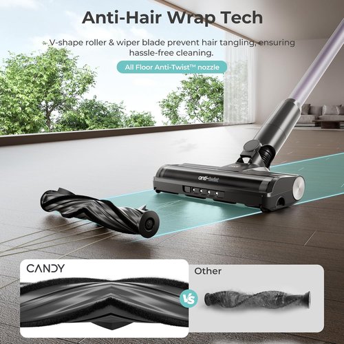 CANDY Cordless Vacuum Cleaner - Strong Suction, Lightweight & Removable Battery | 45 Mins Runtime for Home Use