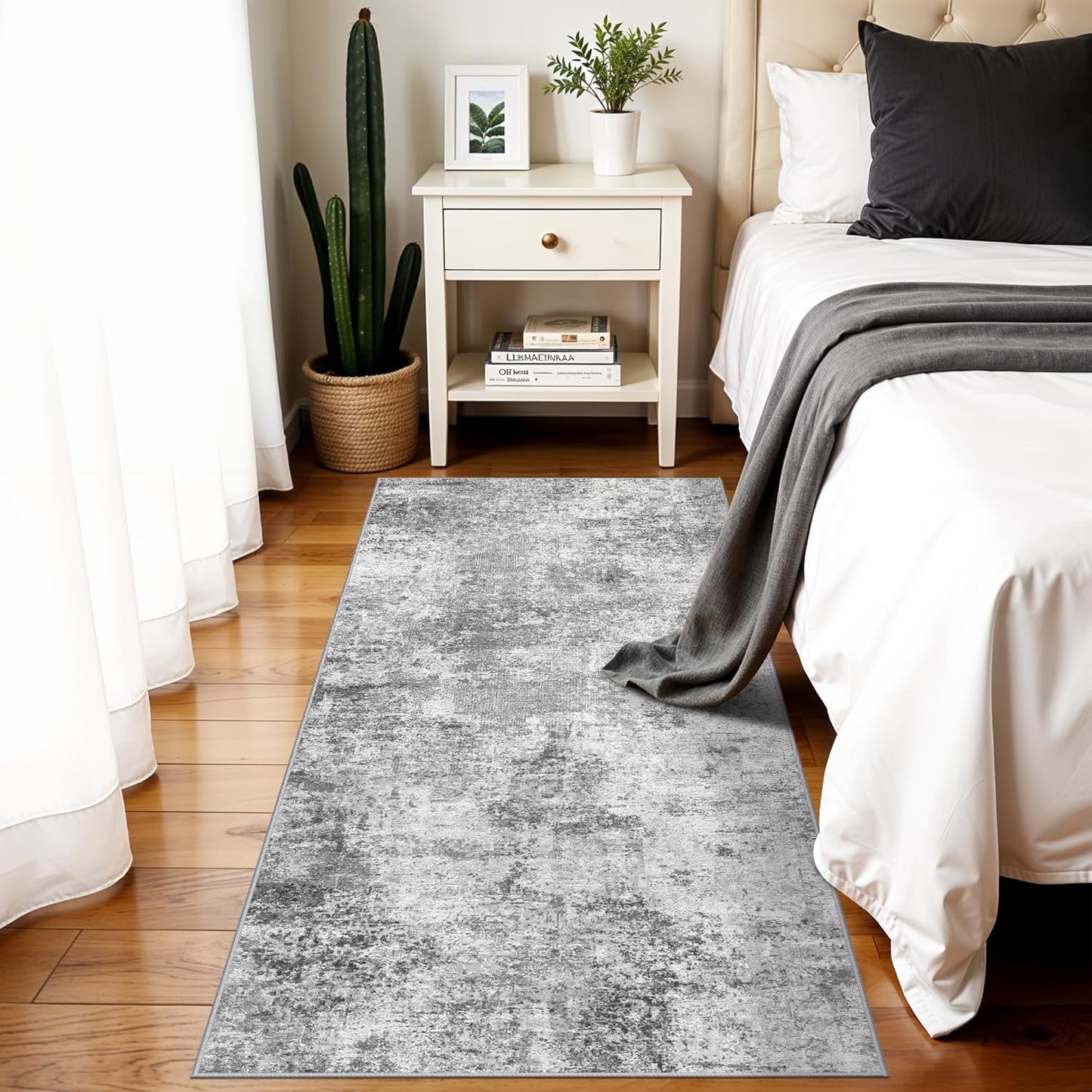 Regine Switzerland Washable Hallway Runner Rug - Abstract Stain Resistant Design | Ultra Soft 2x5 Grey Carpet