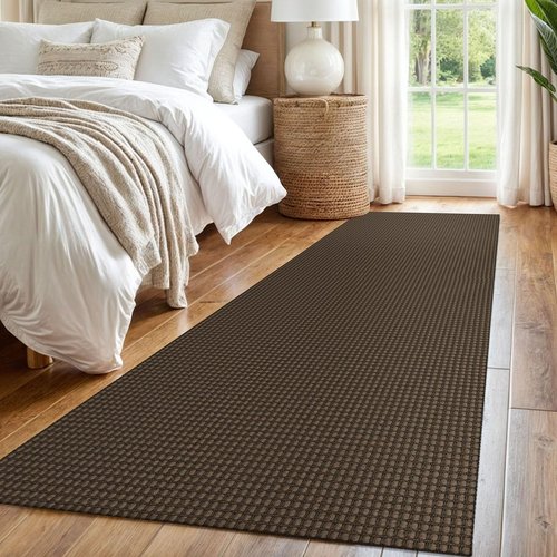 IOHOUZE Washable Runner Rug 2.6'x8' Non Slip Rubber Backed Wide Hallway Runner Entryway Runner Indoor, Kitchen Rugs Woven Cotton Floor Carpet for Hall Entrance Bedroom, Brown