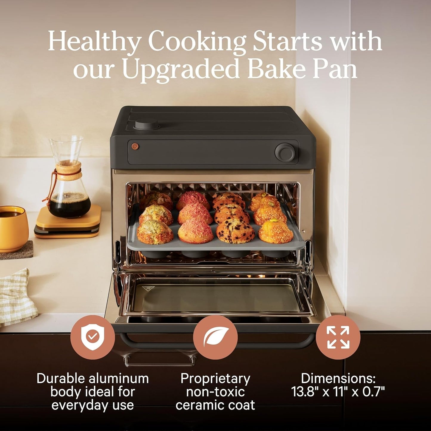 Our Place Wonder Oven - 6-in-1 Air Fryer Toaster Oven with Steam Infusion | Non-Toxic PFAS-Free | Char Color