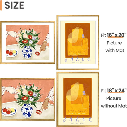 Upsimples 18x24 Picture Frame - Display 16x20 Photos with Mat or 18x24 Without | Bronze Finish, 1 Pack