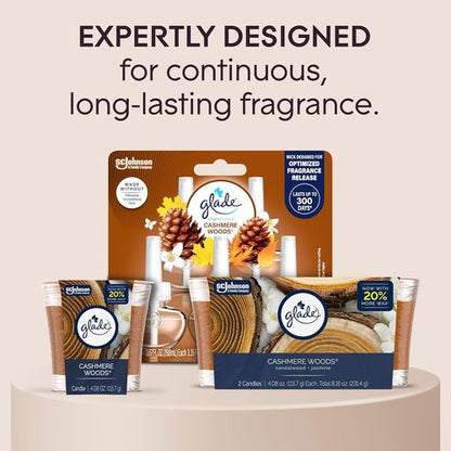 Glade 1-Wick Scented Candle Jar - Cashmere Woods Air Freshener with Essential Oils | 4.08 Oz, 2 Count
