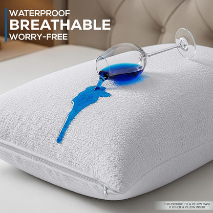 Utopia Bedding Waterproof Pillow Protectors - Set of 4 Queen Size Terry Covers | Bed Bug & Dust Mite Proof