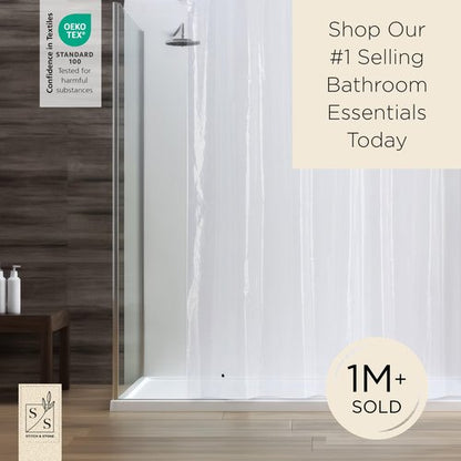 Stitch & Stone Shower Curtain Liner, Premium Medium Weight Durable Waterproof 6g PEVA for Bathroom with Weighted Magnets, Standard Size 72" x 72", Clear 1 Pack