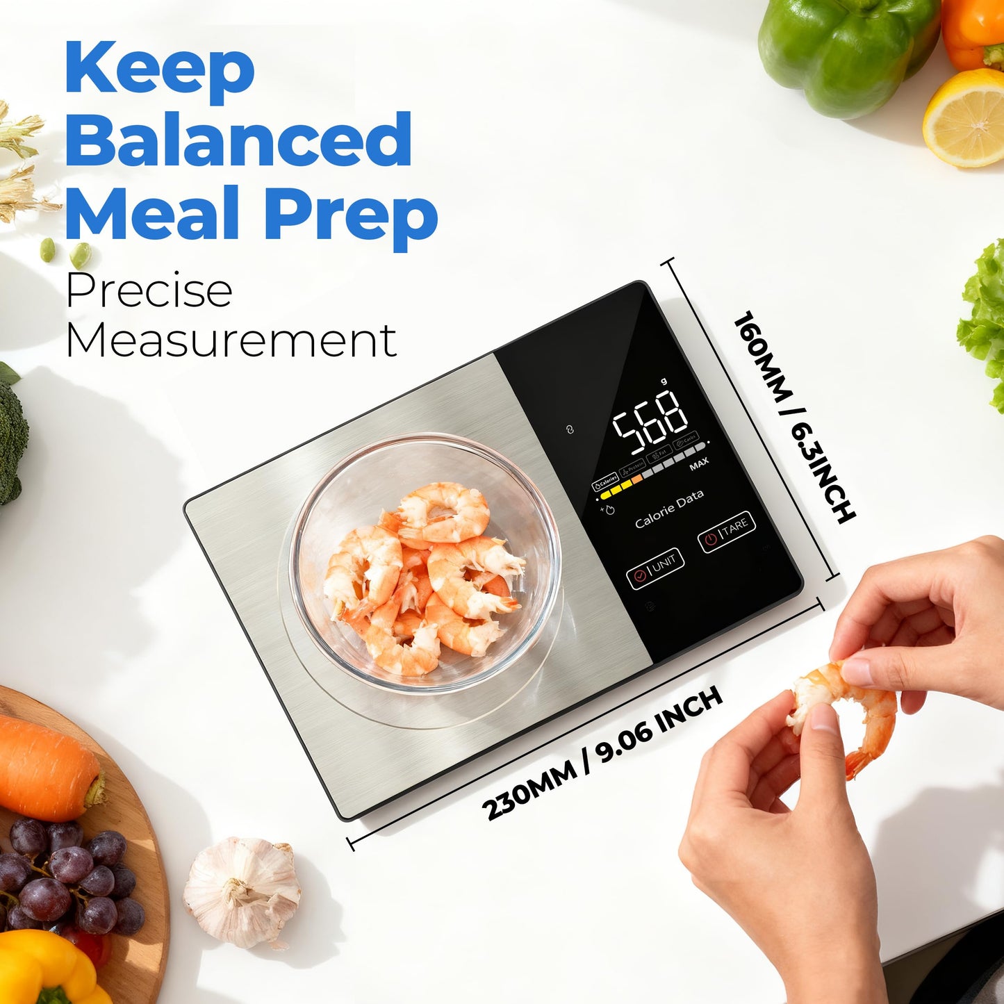 WARMKEY Smart Nutrition Food Scale - Digital Kitchen Scale with Nutritional Calculator App,Tare Function,Track Calories &24 Nutrients,11lb, Grams/Ounces, Healthy Eating & Meal Prep