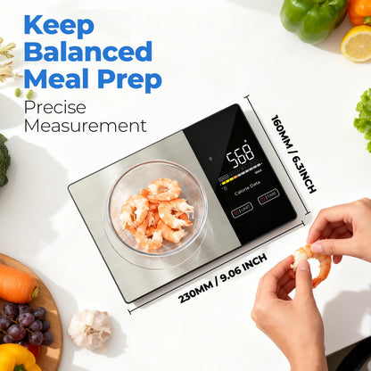 WARMKEY Smart Nutrition Food Scale - Digital Kitchen Scale with Nutritional Calculator App,Tare Function,Track Calories &24 Nutrients,11lb, Grams/Ounces, Healthy Eating & Meal Prep