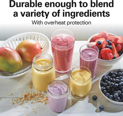 Hamilton Beach Portable Blender - 14 Oz BPA-Free Travel Cup & Lid | Durable Stainless Steel Blades, Blue