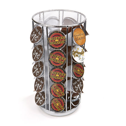 Mind Reader Single Serve Coffee Pod Carousel, 35 Pod Capacity, Lazy Susan, Metal Mesh, 6.15"L x 6.15"W x 12.5"H, Silver