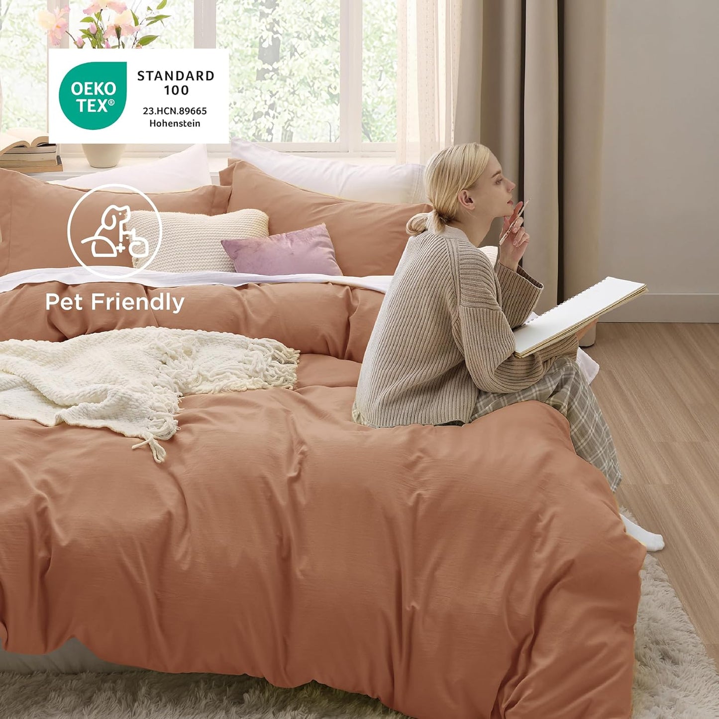 Bedsure Taupe California King Duvet Cover - Extra Soft Prewashed Cotton-Like Polyester Set, 104x98" with Zipper Closure & 2 Pillow Shams