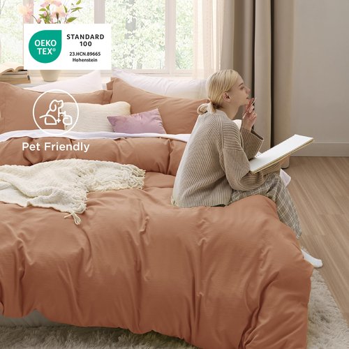 Bedsure Taupe Duvet Cover Full Size - 3 Pieces Prewashed Extra Soft Cotton-Like Bedding Set, Includes 1 Duvet Cover 80x90 Inches with Zipper Closure & 2 Pillow Shams, Comforter Not Included
