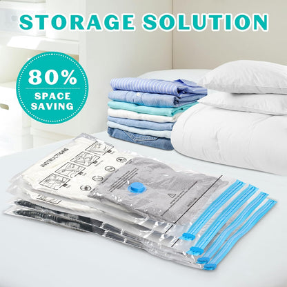 Skiennix Vacuum Seal Bags - 15 Pack Space Saver Storage for Clothing, Blankets & Luggage | Hand Pump Included