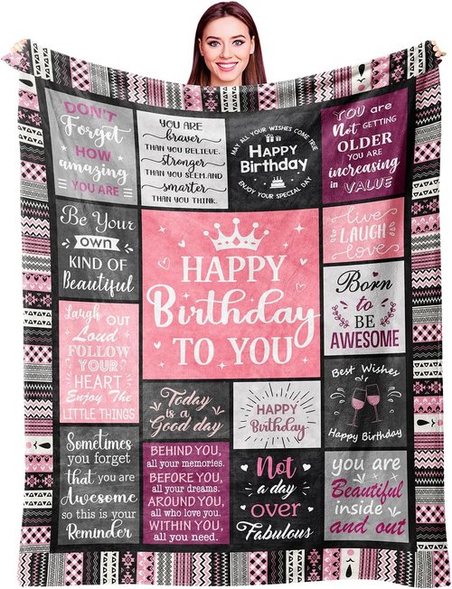 Ivivis Throw Blanket - Happy Birthday Gifts for Women & Girls | 60" x 50" Unique Decor